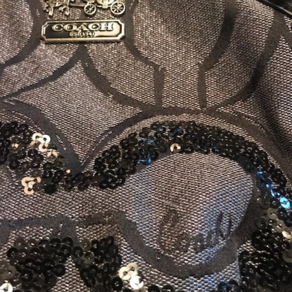 Coach Black Sequin Op Art Satchel - Picture 4 of 5